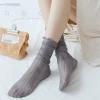Spring and Summer new women's socks: Japanese-style black fungus lace silver thread women's socks, hollowed-out and elastic mesh gauze socks, thin silk socks for women Specification image
